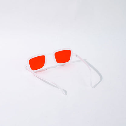 Retro Square Chilli Red Clear Frame Sunglass Eyewear XO Eyewear   
