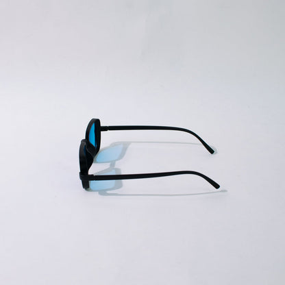 Retro Square Electric Blue Black Frame Sunglass Eyewear XO Eyewear   