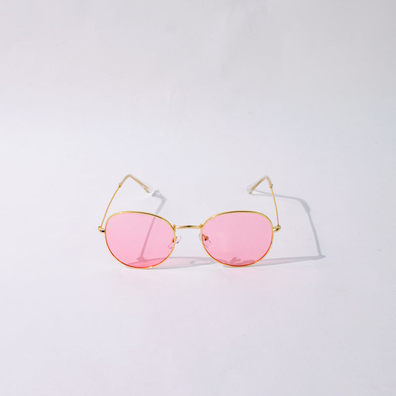 Vintage Round Peach Pink & Gold Sunglass Eyewear XO Eyewear   